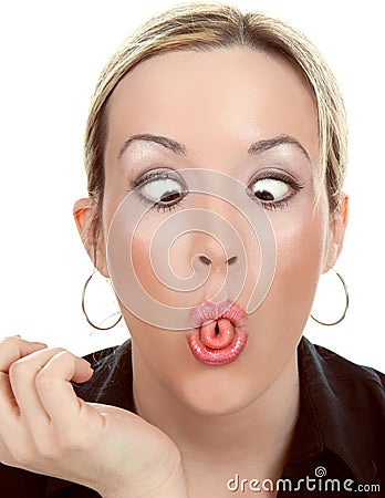 Woman Make A Funny Face Royalty Free Stock Images - Image: 9263879