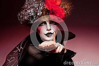 Stage Makeup on Woman Mime With Theatrical Makeup Royalty Free Stock Photos   Image
