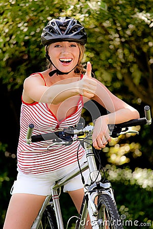 Mountain Bikes  Women on Woman With Mountain Bike Bicycle Stock Photography   Image  10050252