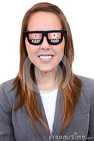 WOMAN WITH X-RAY GLASSES