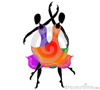  Dancing on Clip Art Illustration Of 2 Women Dancing With Colorful Long Flowing