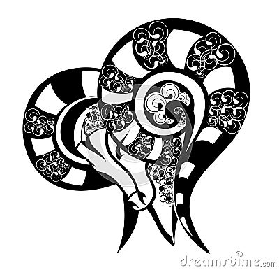 Royalty Free Stock Photo: Zodiac signs - Aries. Tattoo design.