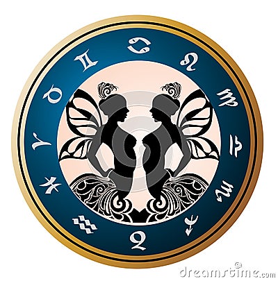 Royalty Free Stock Image: Zodiac signs - Gemini. Tattoo design.