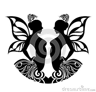 Royalty Free Stock Images: Zodiac signs - Gemini. Tattoo design.