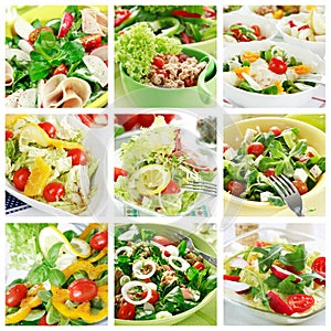 Healthy Salads Collage Stock Images