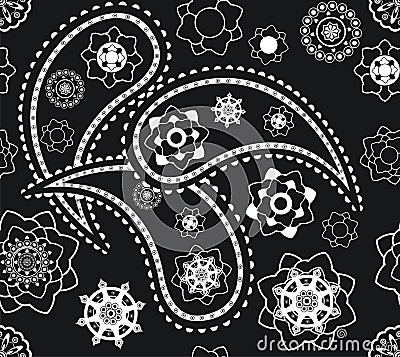 Clipart Illustration of Floral Paisley Design Elements On A White
