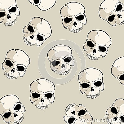 Line drawing skull and crossbones and the pattern vector | Vector
