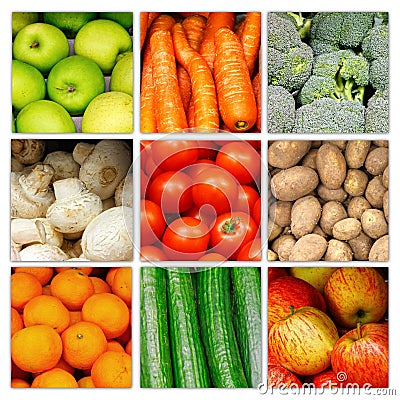 Vegetable Fruit Nutrition Collage Stock Photography - Image: 22710762